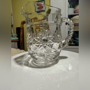 Anchor Hocking Clear Glass Star of David creamer Pitcher
